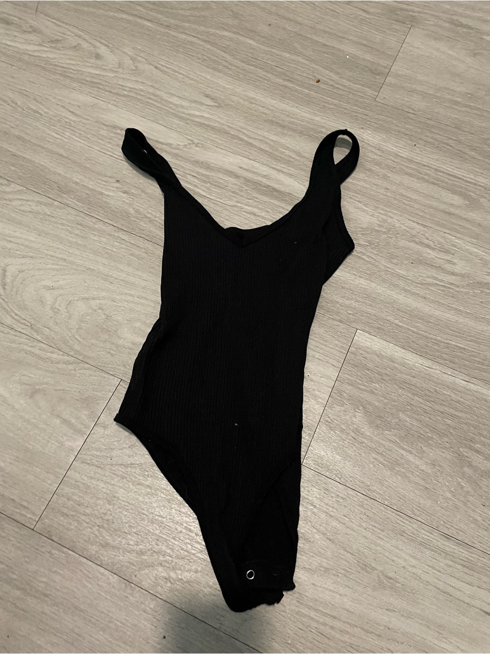 Aura Black Ribbed Scoop Neck Bodysuit